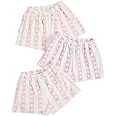 Verdusa Women's 3 Pack Fuzzy Buffalo Plaid Pajama Shorts Tie Front Elastic Waist Cute Sleep Lounge Pj Shorts