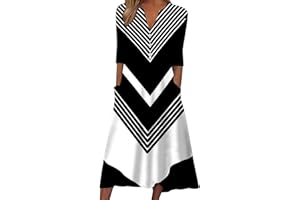 FEANCEY Summer Dresses for Women 2023 Causal V Neck Button Dress Short Sleeve Floral Dress Vacation Long Dress with Pockets