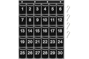 Eamay 30 Numbered Classroom Pocket Charts for Cell Phones and Calculators Holder Wall Door Mount Hanging Organizer