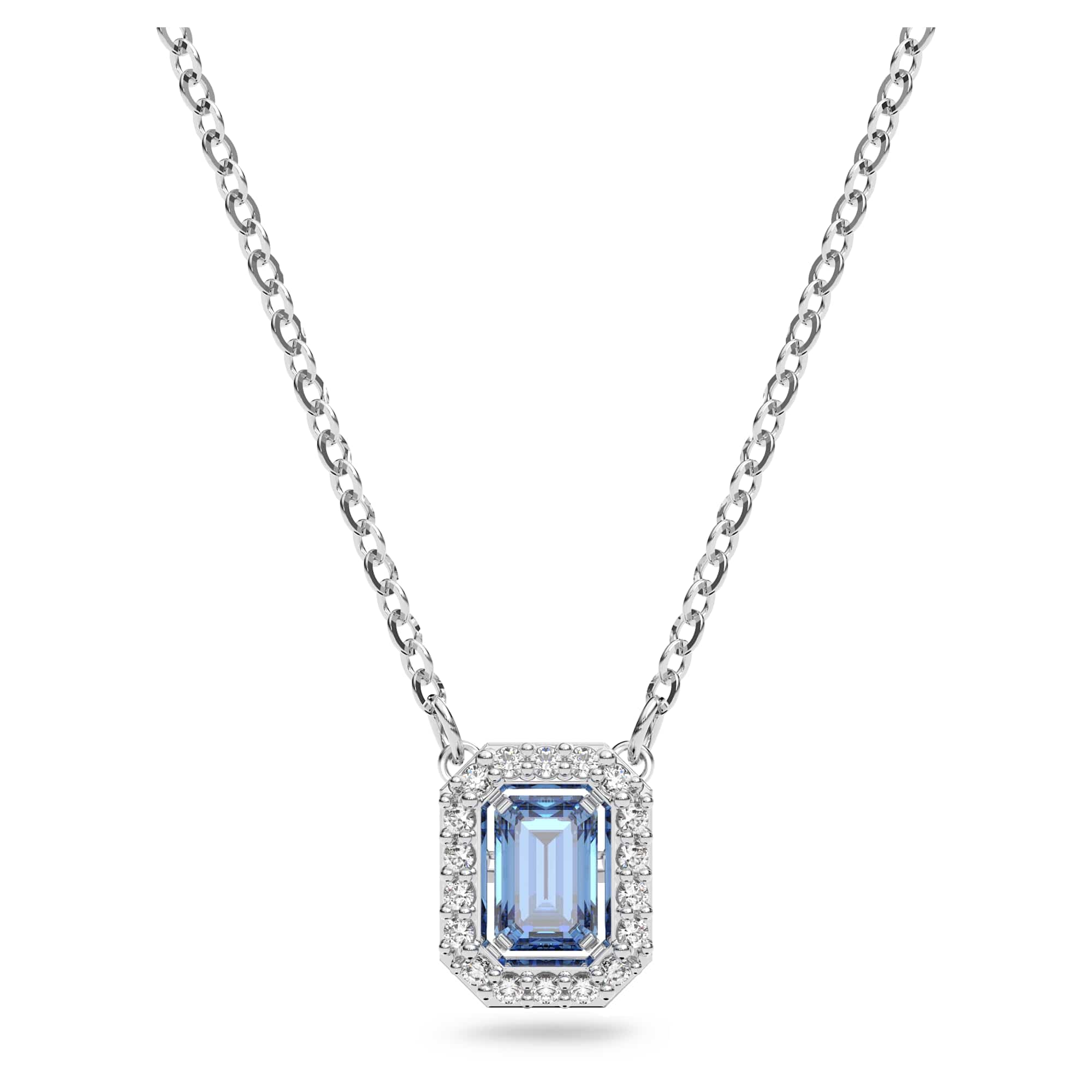 Swarovski Blue Pendant Necklace, Blue Octagon Cut Crystal in Rhodium Plated Setting, from the Millenia Collection — image 1