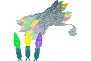 ‎‎‎Novelty Lights 24FT 70 LED C6 LED Mardi Gras String Lights, Outdoor Christmas Tree Commercial Grade LED String Lights, Permanent Christmas Lights Outdoor Tree Decorations Outdoor