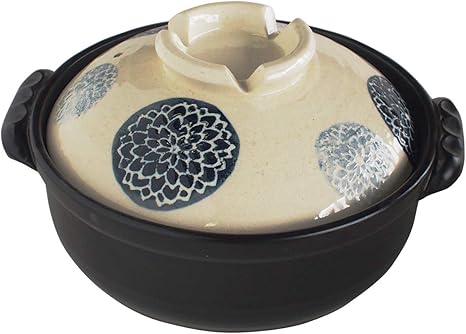 Amazon マルヨシ陶器 藍染ダリア Ih土鍋 7号 M0773 黒 1 4l 土鍋 Ih対応 おしゃれ 7号 M0773 土鍋 オンライン通販
