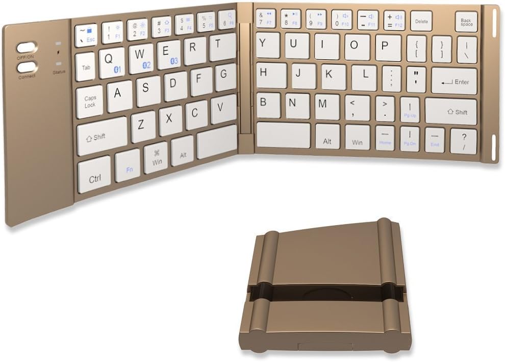 DICTOPRO D100 Wireless Bluetooth Keyboard Universal for Portable Tablets Smartphones iOS Windows Android Multi-Device Folding Small Ultra-Slim, Best Built-in Battery, Compact & Powerful Blue Tooth