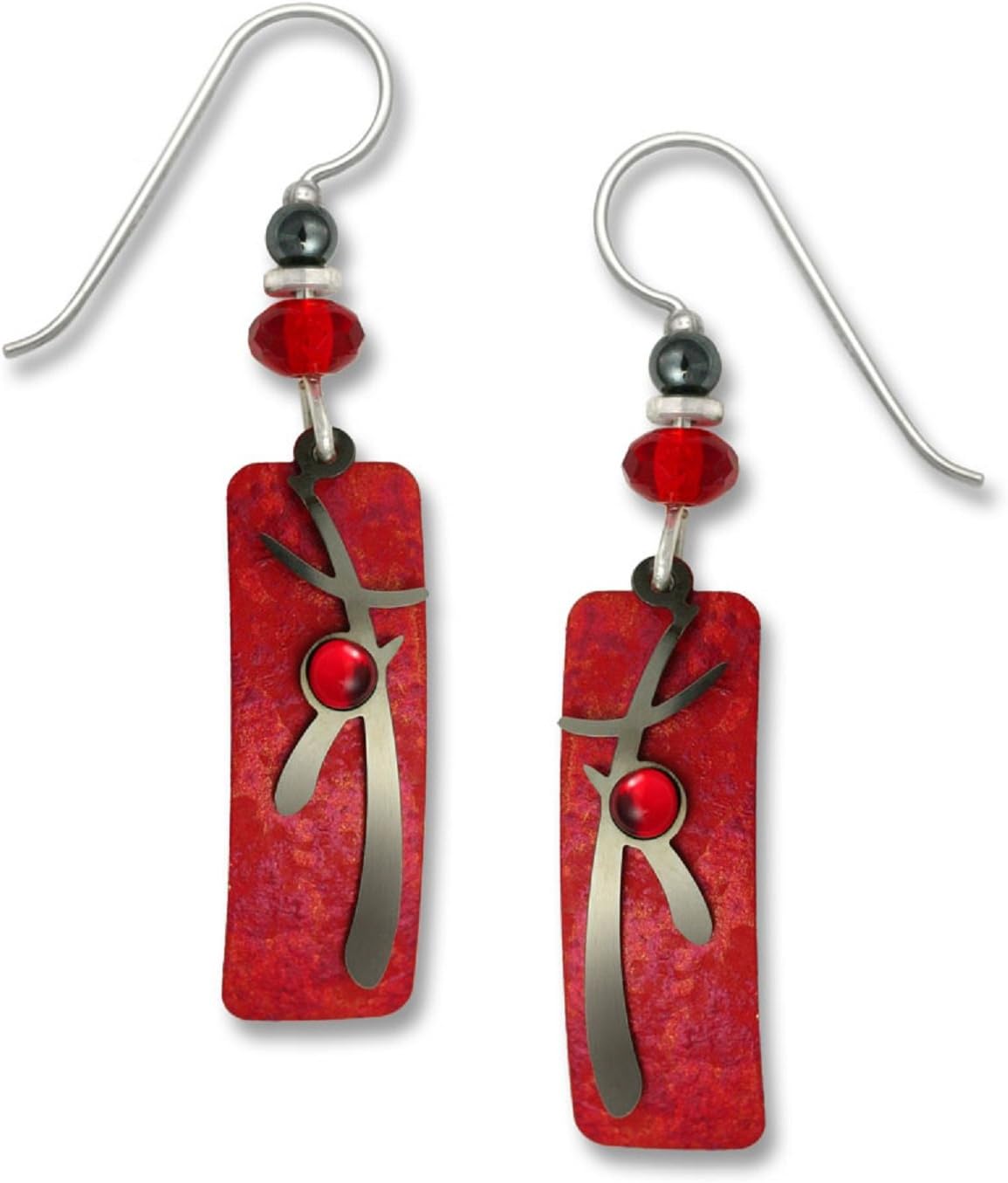 Sienna SkyAdajio By Sienna Sky Red Silver-tone Column Overlay Earrings 7297