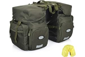 Dreamoon 50L Bike Panniers, Waterproof Bicycle Commuting Bag Saddle Bags with Rain Cover, Bike Rear Seat Bag Carrier with Ref