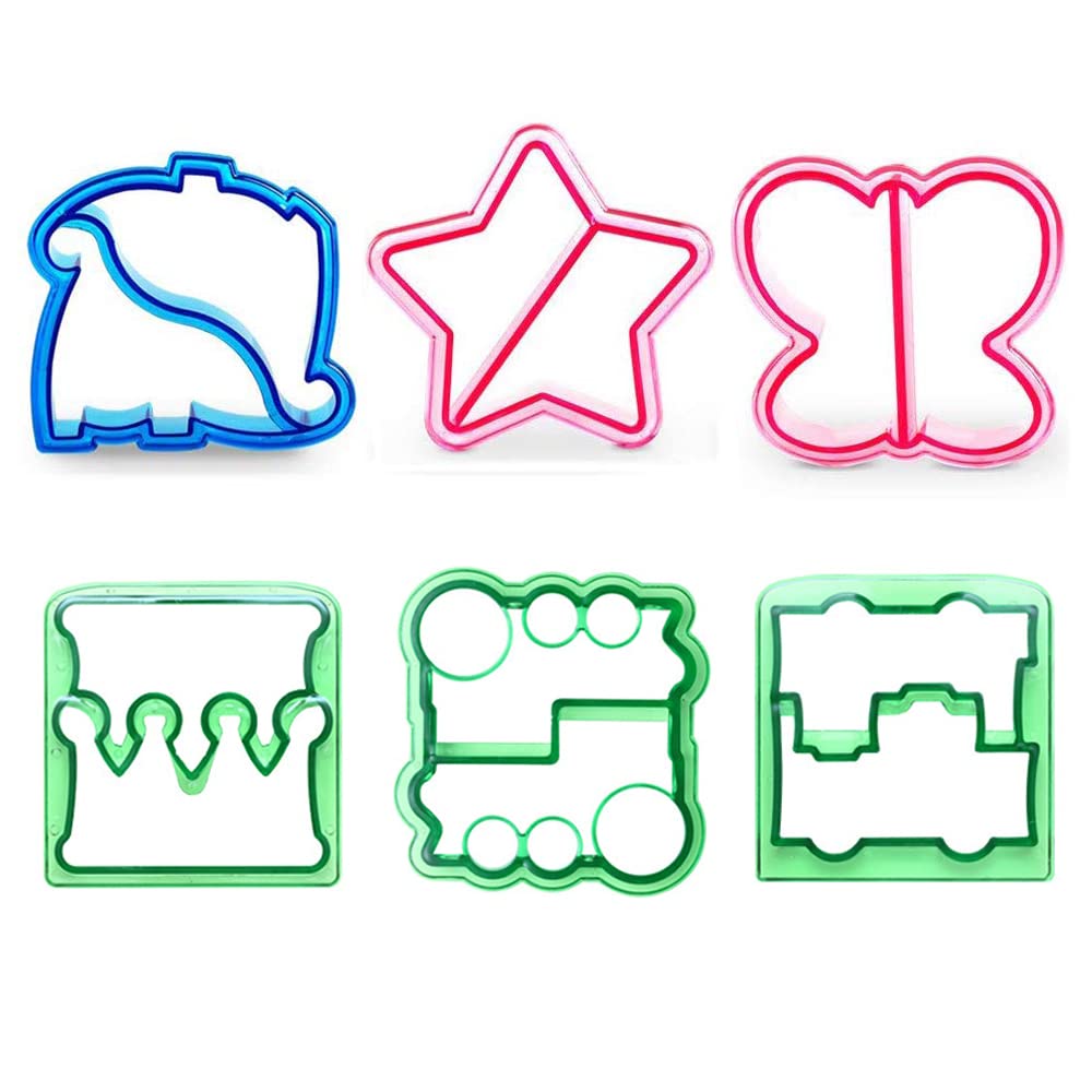 6 Pack Sandwich Cutters and Bread Crust Shape Remover for Kids, DesignerBox Animals Shapes Cake Sandwich Bread Mold Toast Mould Hand Tools DIY Sandwich Slicer Maker Kit (6 Pack-c)