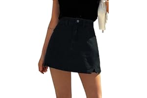 CaniBtr Jean Skorts for Woman Trendy High Waisted Stretchy Y2k Mini Skirt Denim Shorts Skort
