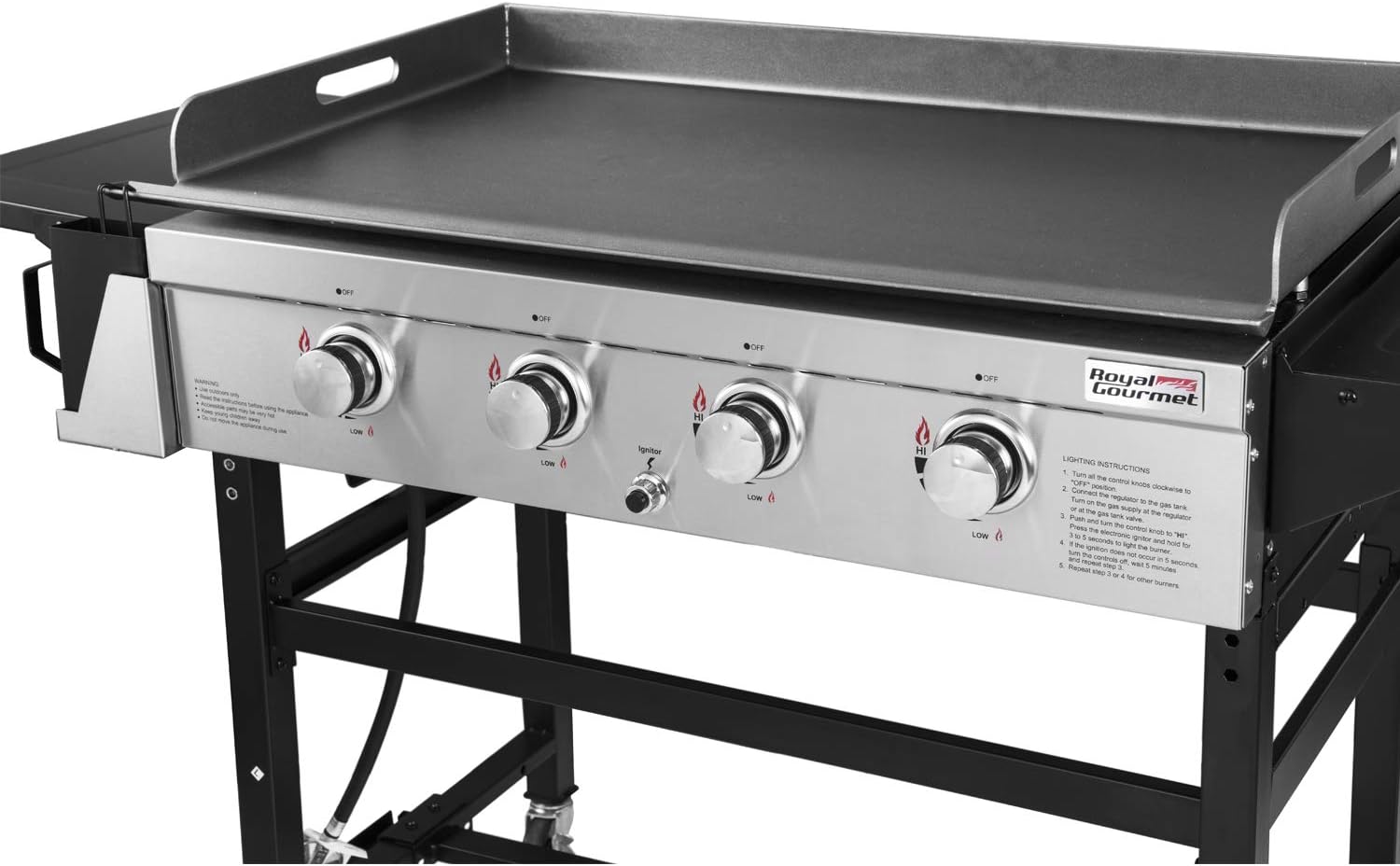 review Royal Gourmet GB4001 4-Burner Propane Gas Grill Griddle Outdoor Flat Top, 36 inch, Black