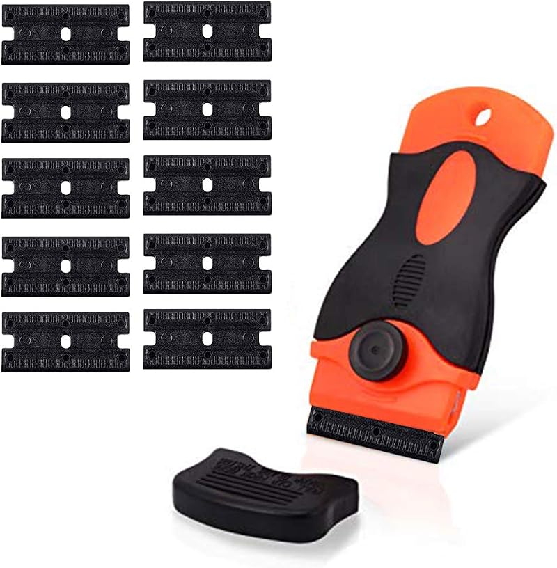 CANOPUS Razor Scraper Tool Non Scratch with 10 Double Edged Blades