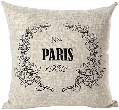Onker Throw Pillow Cover, Cotton Linen Square Decorative Throw Pillow Case Cushion Cover 18" x 18" Paris French Market No.4 1932 Royal Sign