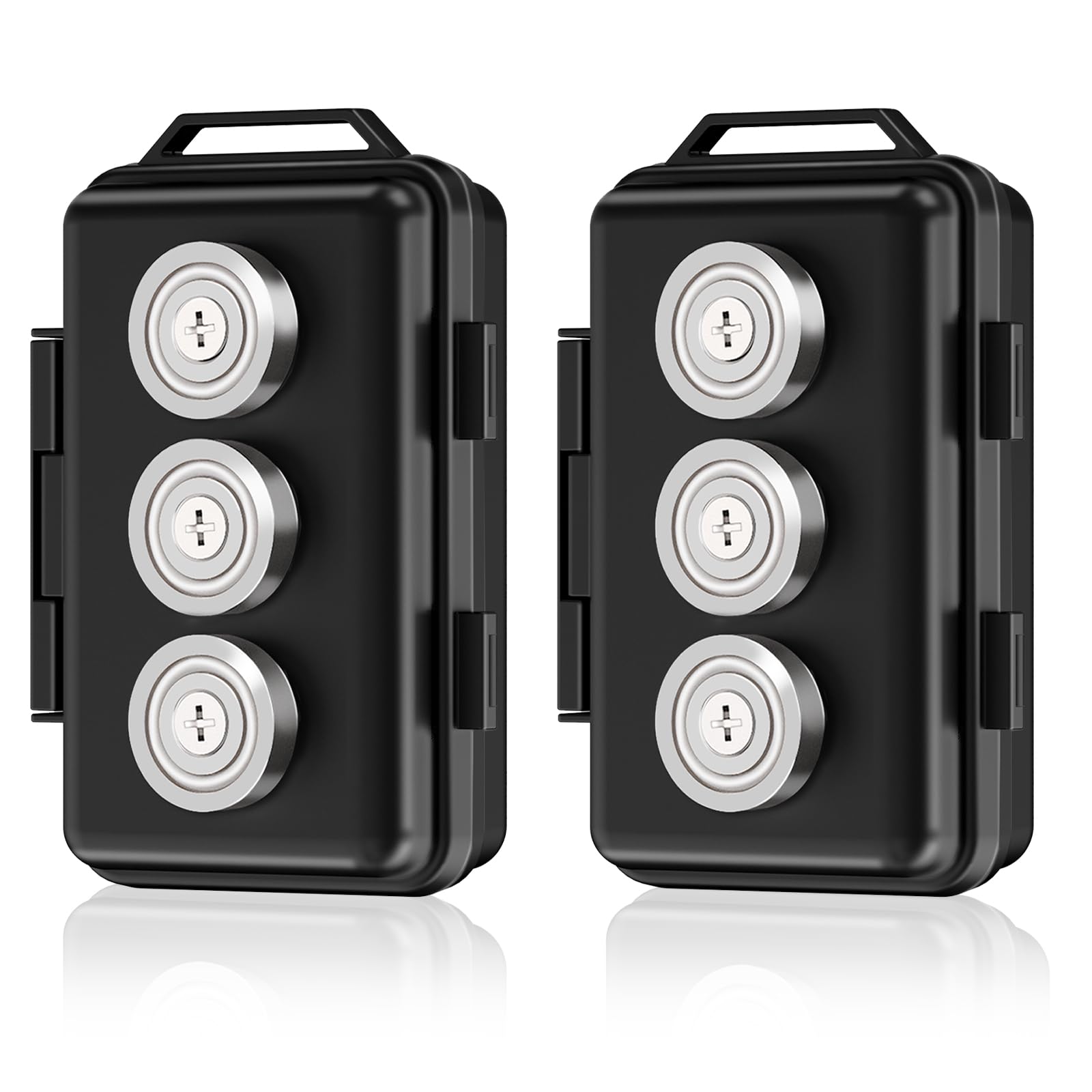 Aiweiwa 2 Pack Magnetic Key Holder Under Car Waterproof Magnetic Key Box with Faraday Bag Magnetic Key Hider Car Key Case for Outdoor Travel Magnet Key Holder Hider for Car Key Storage Box Black