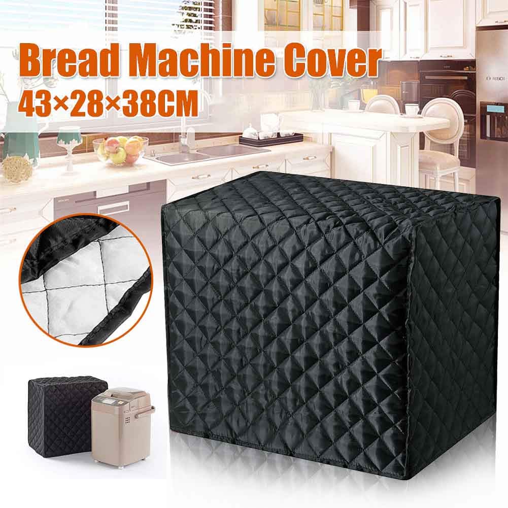 Bread Maker Cover, Cotton Quilted Diamond Stitching Bakeware Protector,Kitchen Toaster Appliance Dust Cover, Machine Washable(Black, 17
