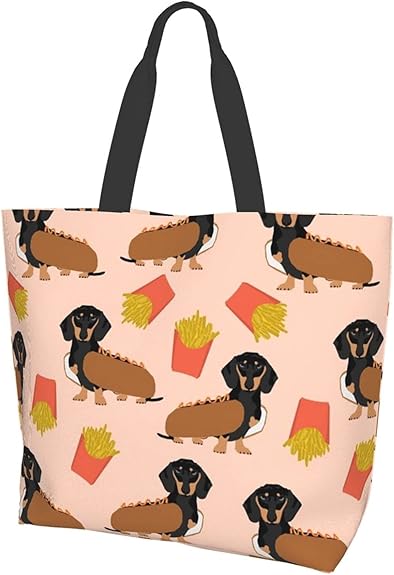 Bolsa de hombro Doxie Dachshund Winer Dog Hot Dog y papas fritas