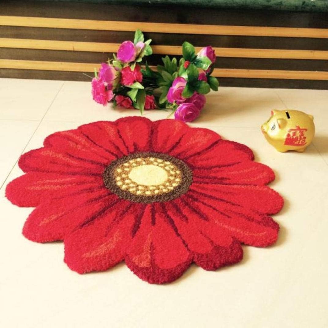 Area Rugs Handmade Chrysanthemum Slip-Resistant Flower Rug for Home/Bedroom Red Blue Purple Yellow Rug