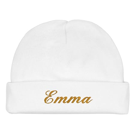 Babymütze mit Namen bestickt aus 100% Bio-Bauwolle und Fairem Handel (Weiss)