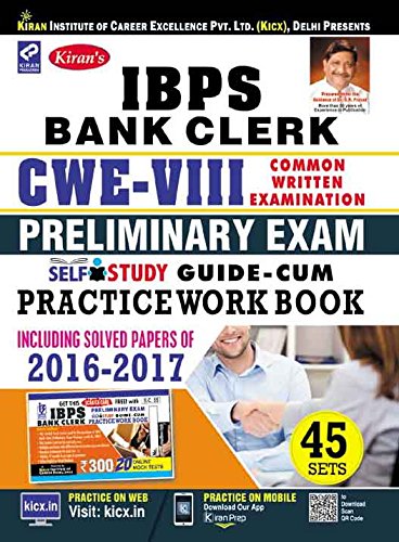 Kiran’s IBPS Bank Clerk CWE VIII Preliminary Exam Self Study Guide Cum Practice Work Book English – 2270