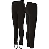HORZE Nora Girls Riding Pants with Leather Knee Patch | Kids Equestrian Girls Jodhpurs Breeches | Size Chart in Images