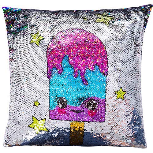 GirlZone: Magical Reversible Sequin Pillow for Girls Bedroom Decor, Great Gift for Girls (Purple)