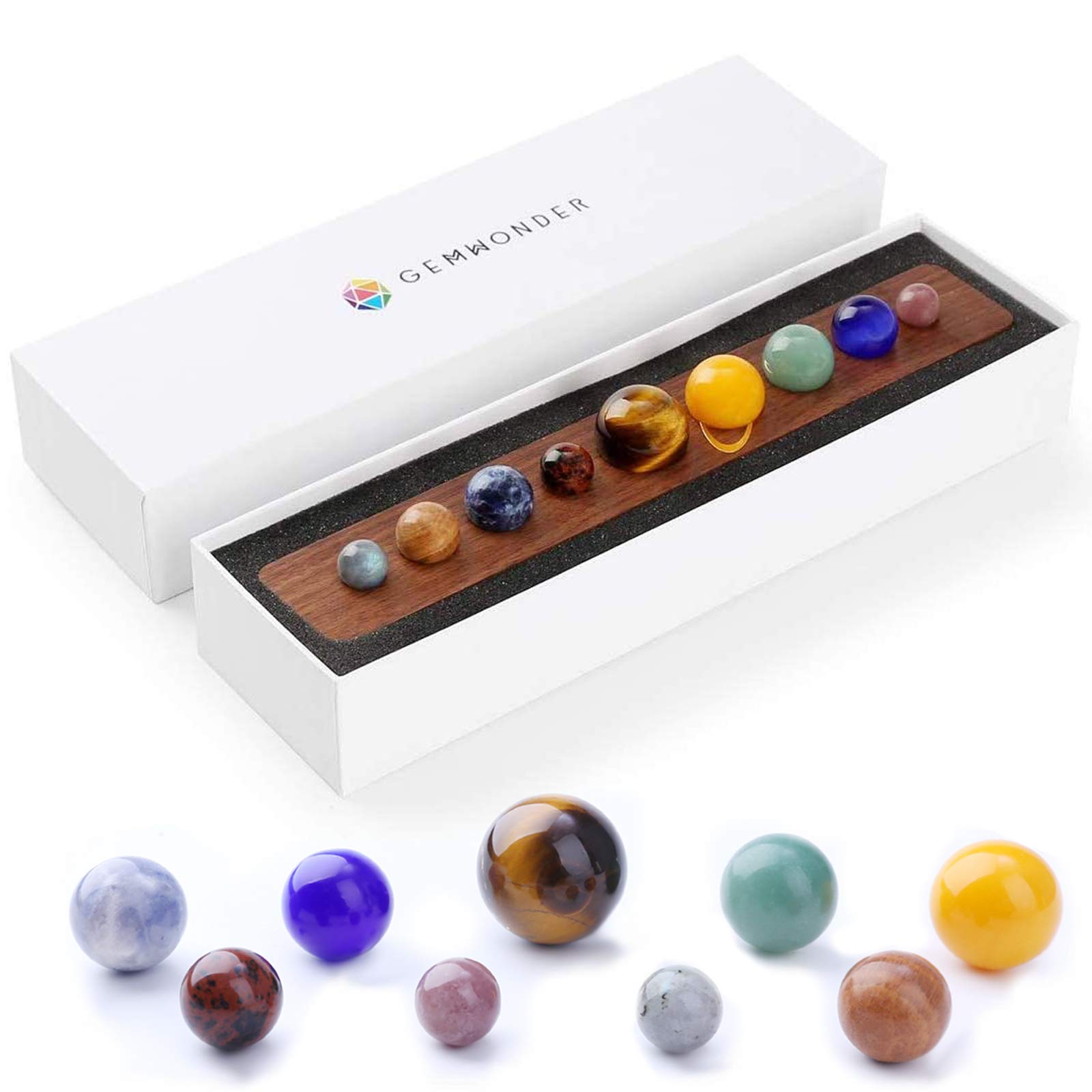 Anjing Desk 9 Planets in Solar System Handmade Natural Gemstone Outer Space Planets Celestial Creative Gift Home Decorations