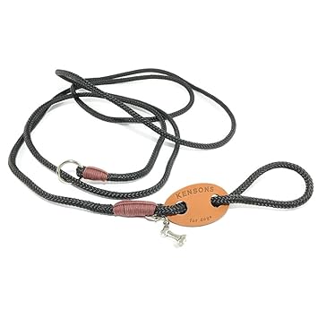 KENSONS for dogs Showleine | Ausstellungsleine - schwarz - OHNE Zugstopp - mit schickem Takling | 4 mm Durchmesser x 160 cm L
