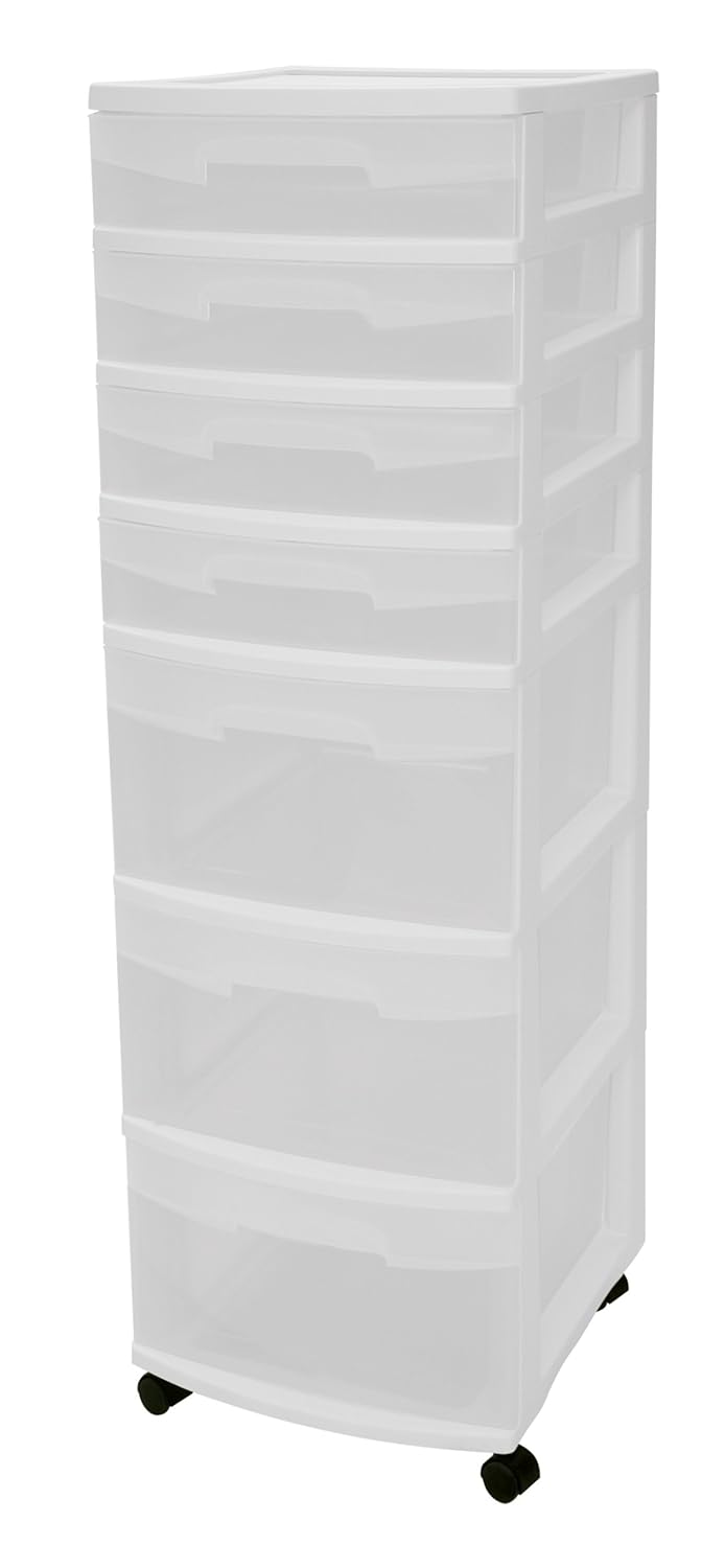 Sterilite 28348002 7 Drawer Cart White With See Through Drawers