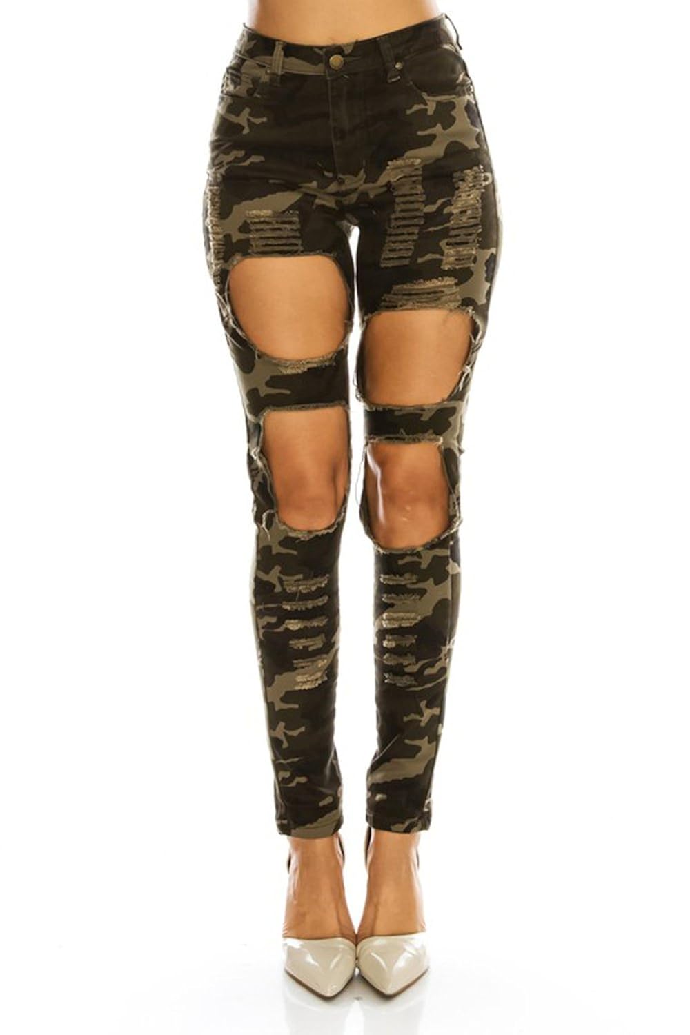 Womens Camo) (1, RJH883 Jeans Twill Holes Distressed
