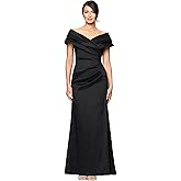 Betsy & Adam Women's Floor-Length, Off-The-Shoulder, Taffeta Gown, Black, 8