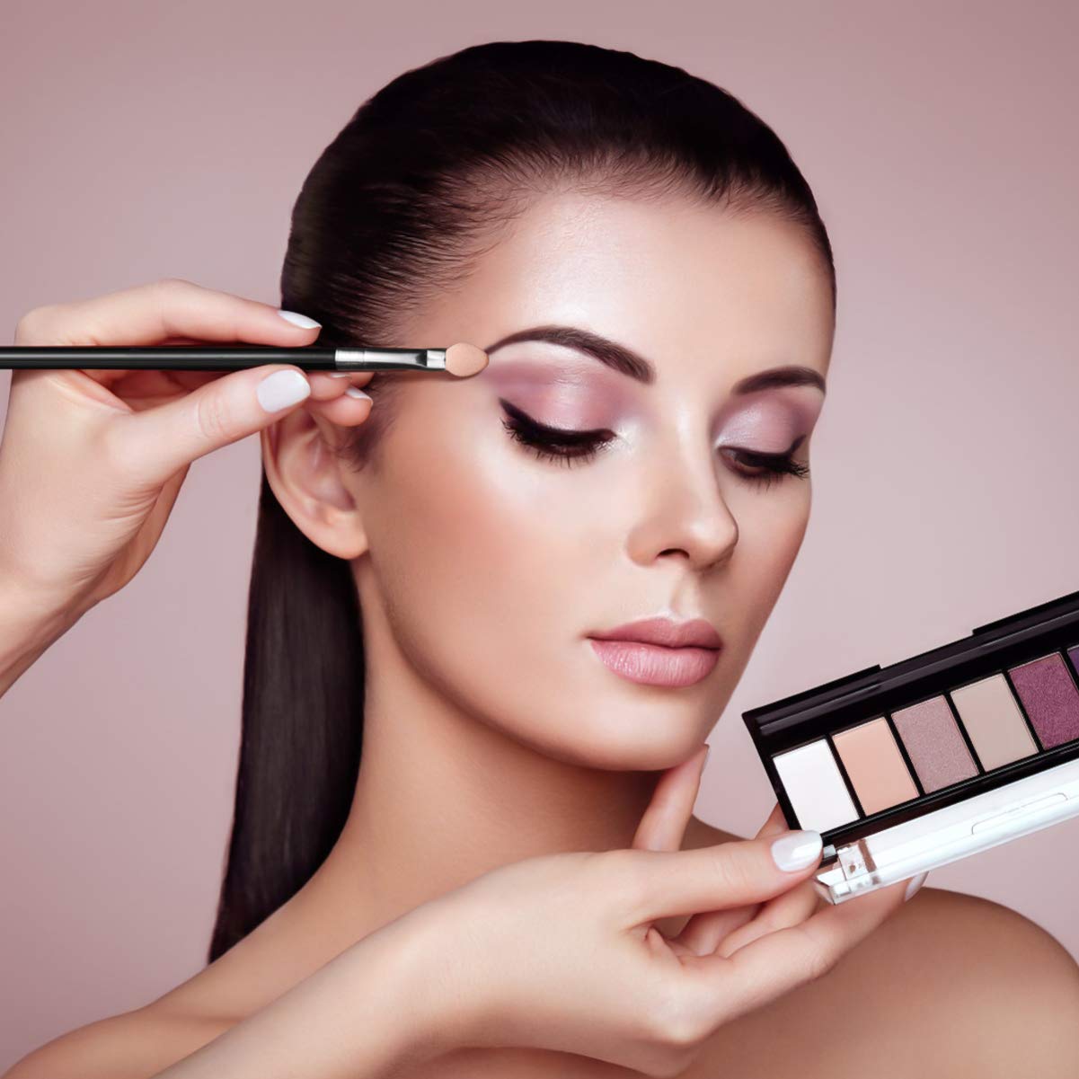 Lurrose Sponge Eyeshadow Brushes Professional Eye Makeup Applicators Dual Color Smudge Eye Brushes Set for Women 10pcs: Beauty