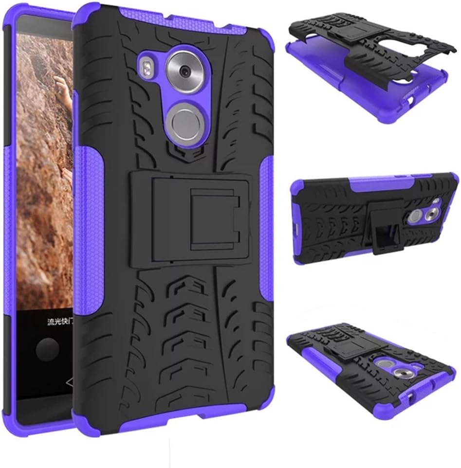Huawei Mate 8 Shockproof Case, Heavy Duty Combo Hybrid Rugged Dual Layer Grip Cover with Kickstand For Huawei Mate8 (Purple)
