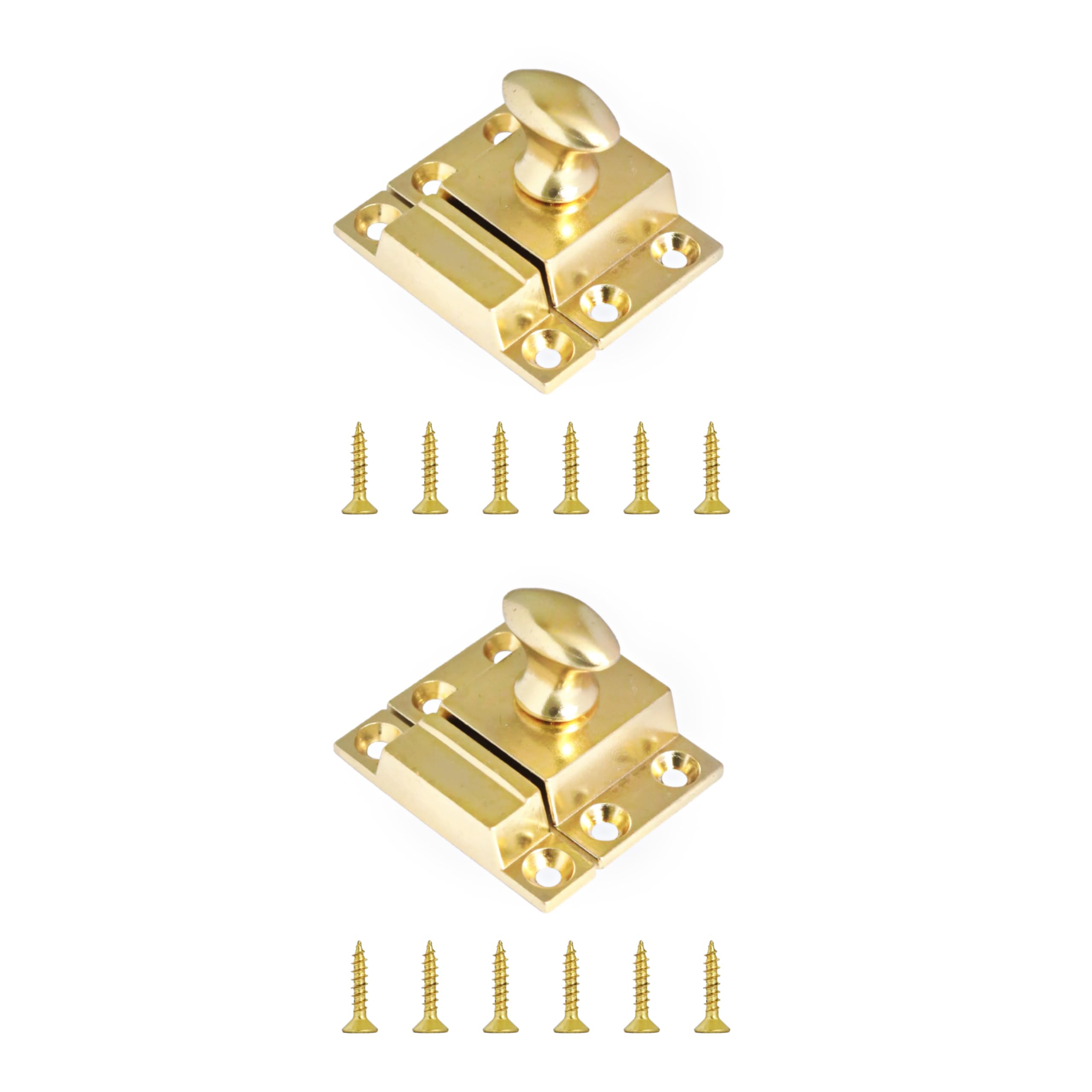 Gold Turn Catches Harmac House® 2 Pack Twist Door Locks Cupboard Cabinet Wardrobe Thumb Turn Catch Latches (Gold)