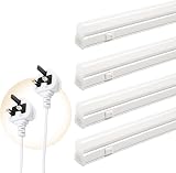 Qsmile LED Batten Light 4ft 18W 2000lm UK Plug 4 Pack 4000K Workshop view 1