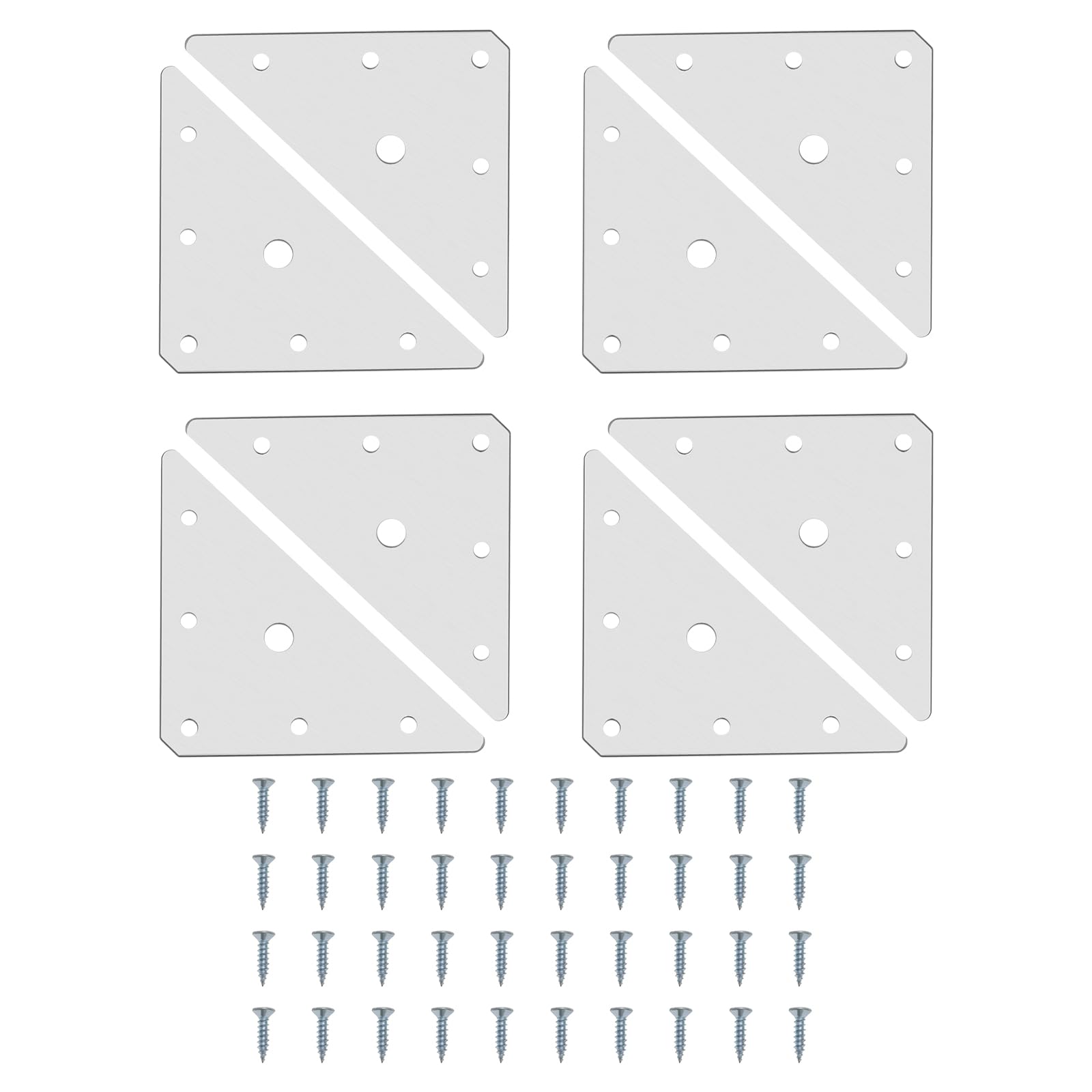 LT Easiyl 8 Set Stainless Steel Mending Plates (85x85x1.5mm) Flat Triangular Braces for Fixing Plate Brace Connector Repairing Furniture