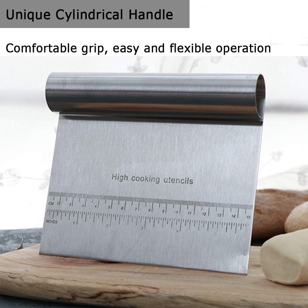 Pro Dough Pastry Scraper/Cutter/Chopper Stainless Steel Mirror Polished with Measuring Scale Multipurpose- Cake, Pizza Cutter - Pastry Bread Separator Scale Knife (1): Kitchen & Dining