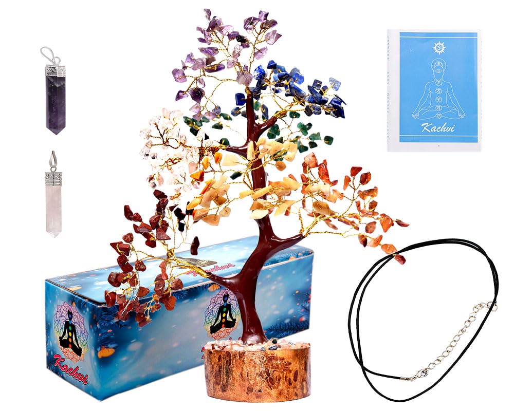 KACHVI 7 Chakra Tree of Life with Crystals and Healing Stones Crystal Tree for Positive Energy, Office Decor, Thoughtful, Birthday Gifts,Bonsai Tree