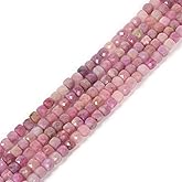 Natural Ruby Gemstone 4mm Faceted Cube Square Loose Beads 16 Inch for DIY Jewelry Making Beads