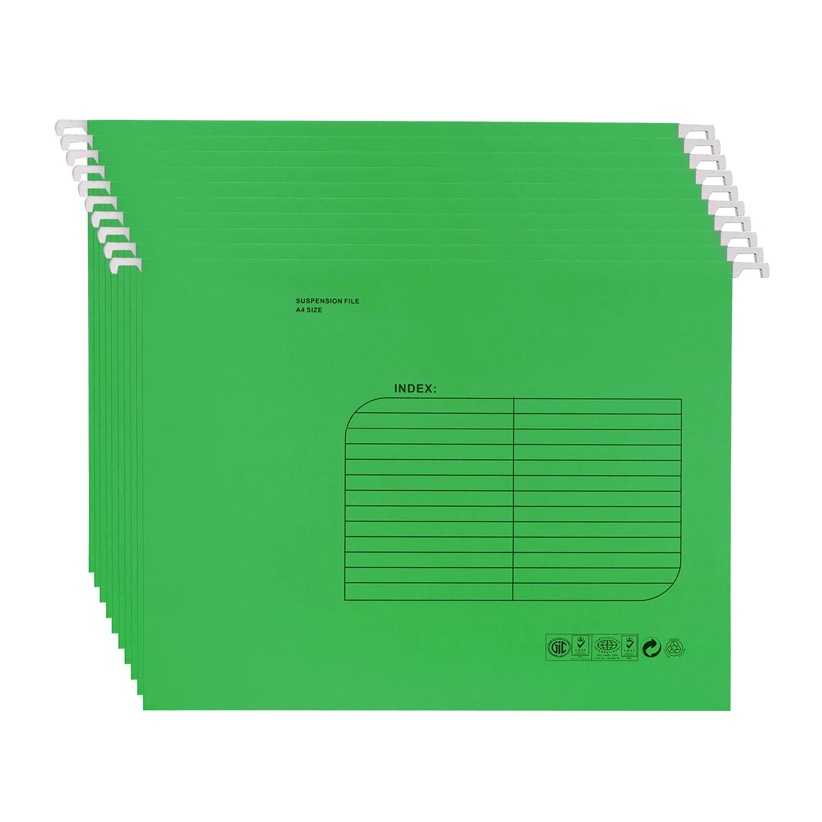A4 Suspension Files,25PCS Hanging Filing Folders with Tab and Card Inserts,Filing Cabinet Folder for Office School Home File Organization(Green)