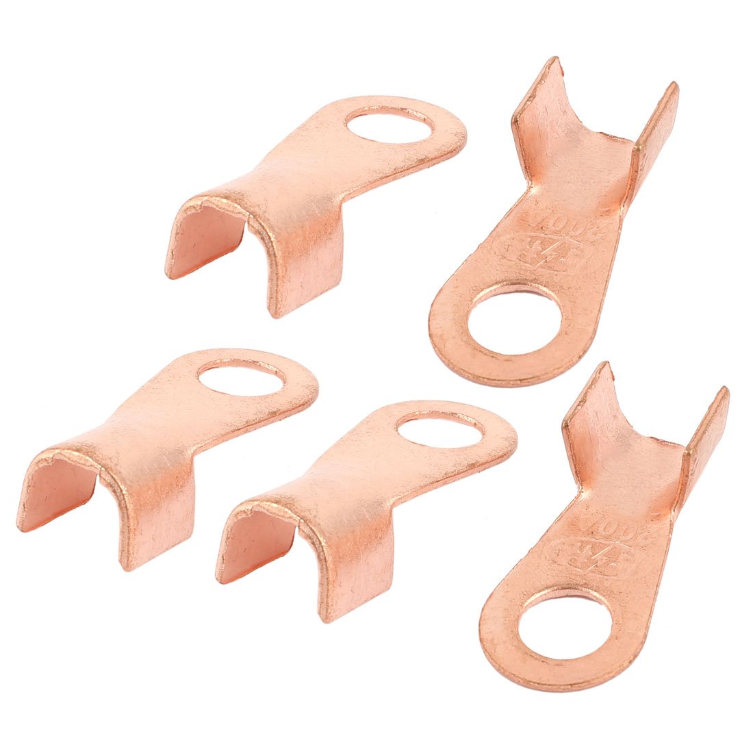 5Pcs 200A Open Copper Terminals Wire Lugs 10.6mm Ring for M10 Stud