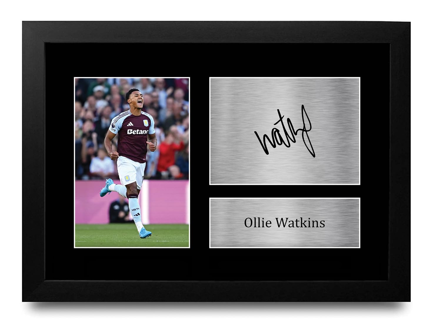 HWC Trading A4 FR Ollie Watkins Aston Villa Presents Printed Signed Autograph Picture for Fans and Supporters - A4 Framed