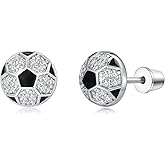 Plikin Soccer Necklace for Women Heart Football Pendant Necklace Sport Lovers Jewelry Gifts for Women