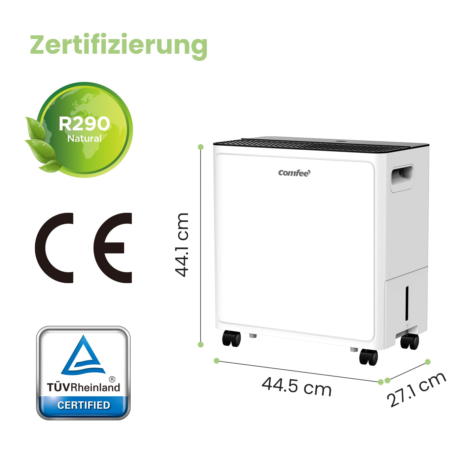 COMFEE CDDAE-30DEN7-QA3 Luftentfeuchter 30L/Tag für bis zu 73㎡, 3-Liter-Tank, drehbare Räder, Trocknungsmodus, Geräuschreduzierung, Automatische Abtauung 9