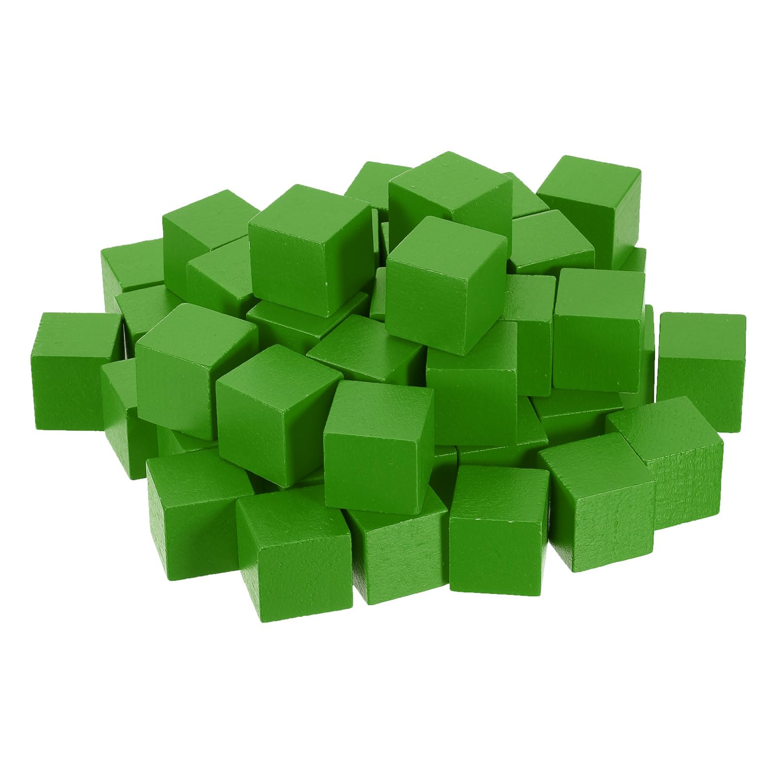 sourcing map 100Pcs Wood Blocks for Crafts, 1 Inch Unfinished Wooden Cube Pine Wood Square Block for DIY Craft Projects, Green