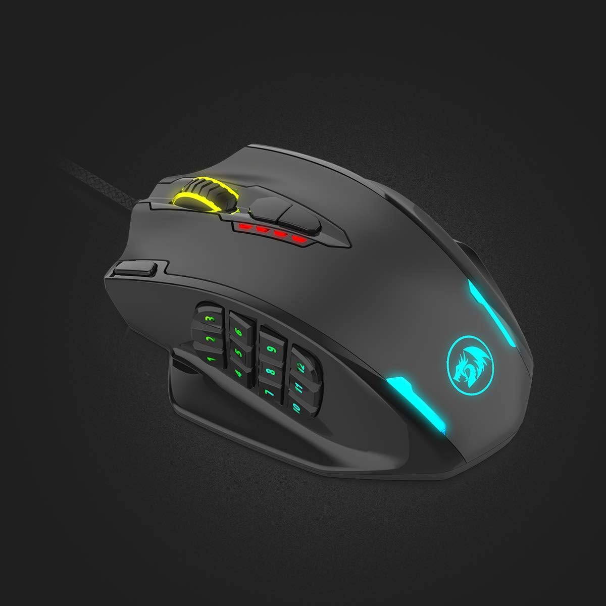 Redragon M908 Impact RGB LED MMO Mouse with Side Buttons Optical Wired Gaming Mouse with 12,400DPI, High Precision, 19 Programmable Mouse Buttons: Computers & Accessories
