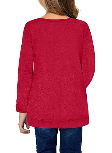 Blibea Girls Casual Long Sleeve Tops Blouse Solid Color Cute T
