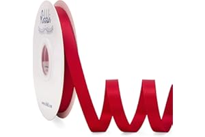 Ribbli Red Satin Ribbon Double Faced Satin 1/2 inch x Continuous 50 Yards-Red Ribbon for Gift Wrapping Crafts Wedding Decoration Bows Bouquet Floral Arrangement