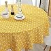 ColorBird Geometric Series Tablecloth Diamond Pattern Cotton Linen Dust-proof Table Cover for Kitchen Dinning Tabletop Linen Decor (Round, 60 Inch, Yellow)