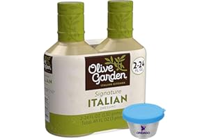 Olive Garden Signature Italian Salad Dressing 24 fl oz (Pack of 2) bundled with ONDAGO Mini Reusable Stainless Steel Sauce Container & Leakproof Lid