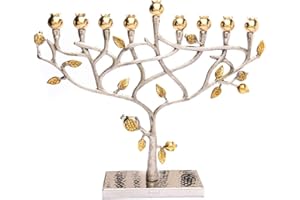 Yair Emanuel Gold & Silver Hammered Pomegranate Tree Menorah