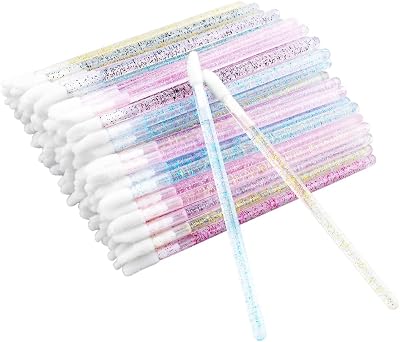 G2PLUS 100 PCS Lip Brushes Multi-Colored Lip Wands Crystal Lipstick Applicators