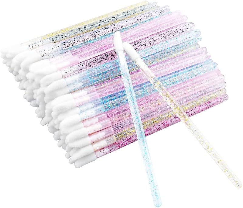 G2PLUS 100 PCS Lip Brushes Multi-Colored Lip Wands Crystal Lipstick Applicators