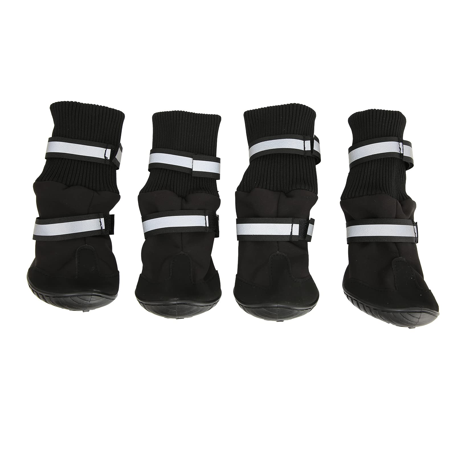 Deosdum Dog Boots Winter Warm Dog Shoes Anti-Slip Adjustable Black Puppy Shoes with Reflective Straps for Small Medium Large Dogs(M)